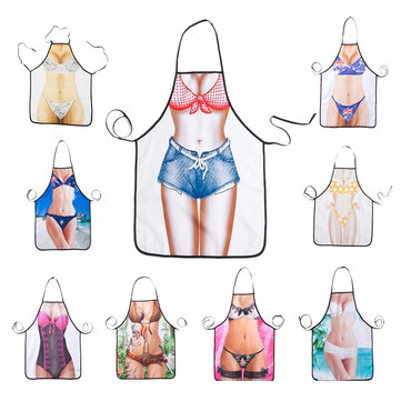 Household Kitchen Cooking Sleeveless Polyester Sexy Funny Personalized Apron