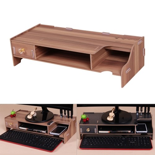 Monitor de madera Stand Riser Organizador de escritorio de la computadora con Teclado Ratón Ranuras de almacenamiento para material de oficina Maestros de la escuela