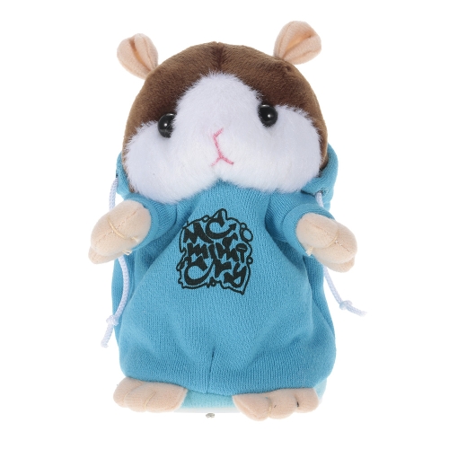 Talking Hamster Repeats What You Say Cute Plush Electronic Mimicry Hamster Interactive Stuffed Toy Gift for Kids Birthday and Party - BLUE
