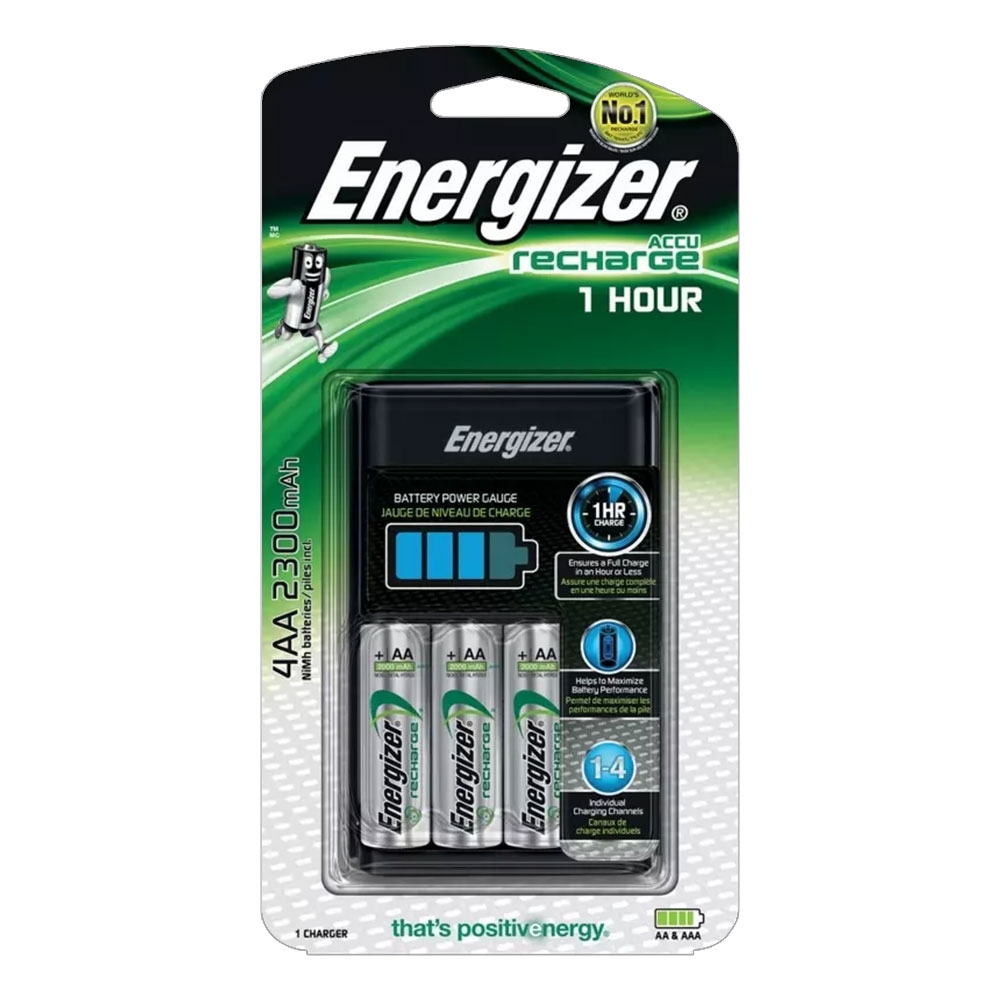 Energizer 1 Hour AA/ AAA Battery Charger + 4 x AA Rechargeable Batteries 2300mAh