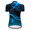 21Grams Femme Manches Courtes Maillot Velo Cyclisme Nylon Polyester Noir / bleu. 3D Lightning Pente Cyclisme Maillot Hauts / Top VTT Vélo tout terrain Vélo Route Respirable Séchage rapide Résistant