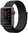 Apple Watch Series 3 (GPS + Cellular) - 38 mm - Weltraum grau Aluminium - intelligente Uhr mit Sportschleife - gewebtes Nylon - schwarz - Bandgröße 130-190 mm - 16GB - Wi-Fi, Bluetooth - 4G - 28,7 g (MRQG2ZD/A)