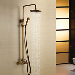 Retro Style Shower System Set,Rainfall Shower System Ceramic Valve Two Handles Three Holes Bath Shower Mixer Taps with Hot and Cold Switch Lightinthebox
