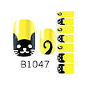 yemannvyou14pcs mode motif de chat noir ongles jaunes art paillettes B1047 autocollant