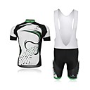 XINTOWN Men's Contracted Quick Dry Moisture Absorption Short Sleeve and Suspender Trousers Cycling Suits—WhiteGreen