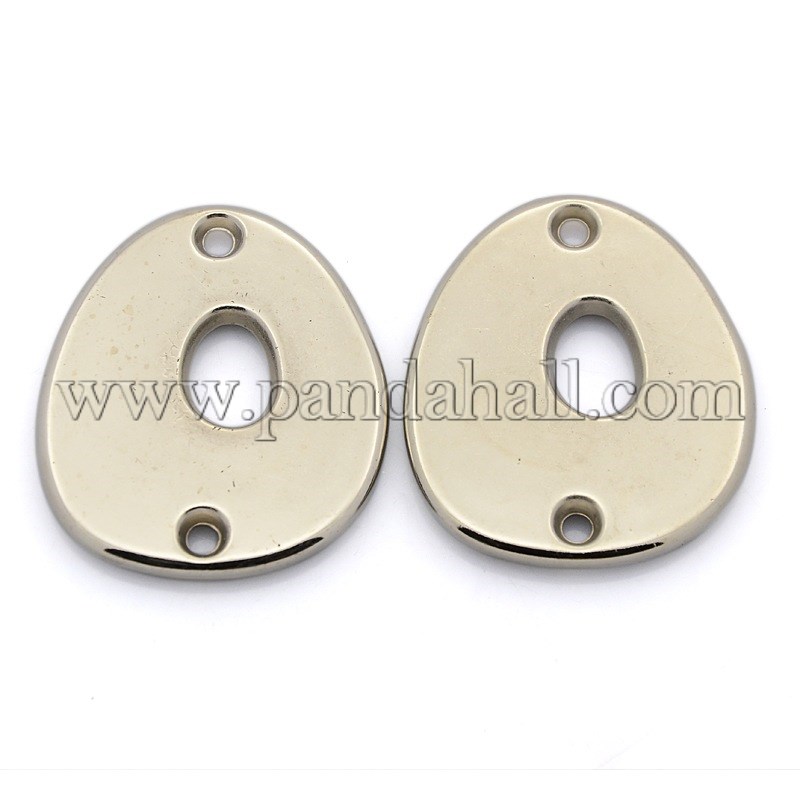 CCB Plastic Links, Oval, Platinum, 41x36x4mm, Hole: 3mm