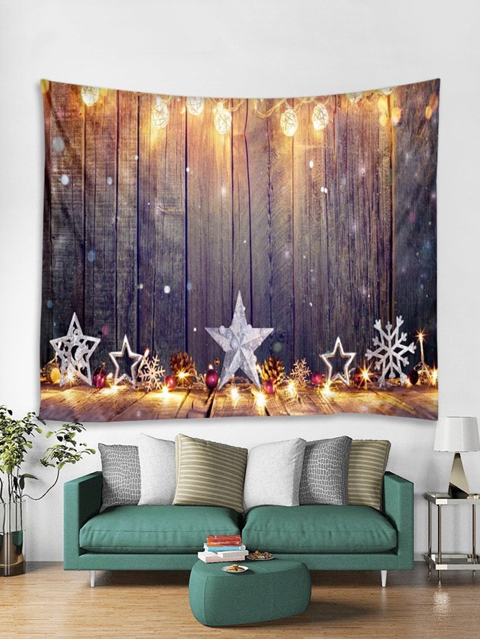 Christmas Star Snowflake Wooden Pattern Tapestry Art Decoration