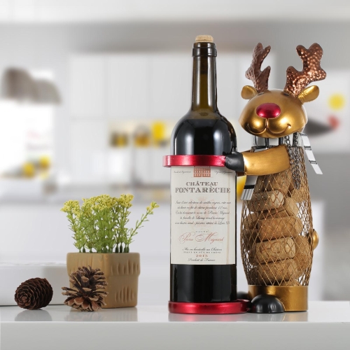 Nido Navidad Elk Wine Rack Animal Vino Titular Cork Contenedor De Metal Práctica Artesanía Home Decor