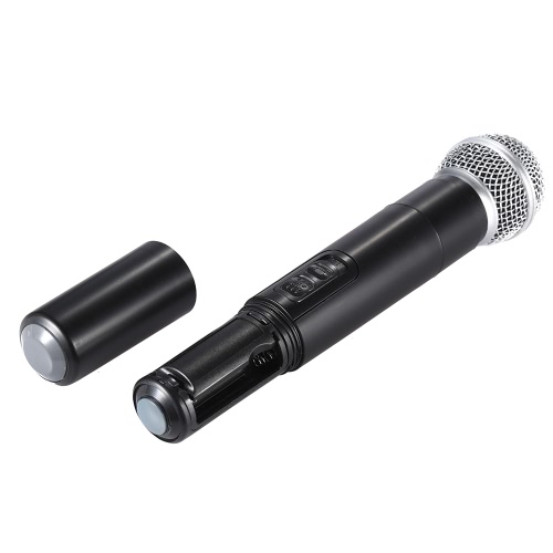 2-Channnel Handheld Wireless UHF Microphone Mic System 2 Microphones 1 Receiver XLR Output with 6.35mm Audio Cable Power Adapter for Karaoke Meeting Party