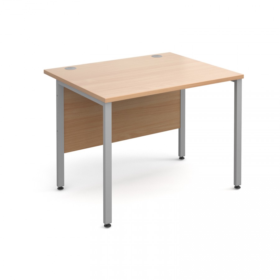 Maestro 25 Straight H Frame Desk 1000mm with Silver Legs- Beech