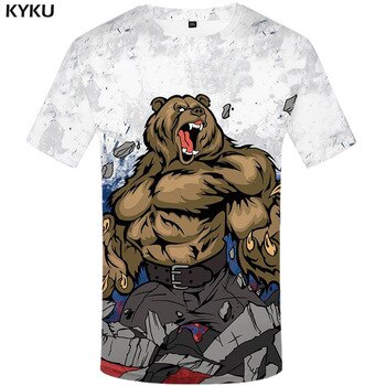 KYKU Brand Russia T-shirt Bear T Shirt Russian Flag Tshirt Fitness T Shirt Men 3d Anime Tshirts Sexy Male Shirts Mens Clothing