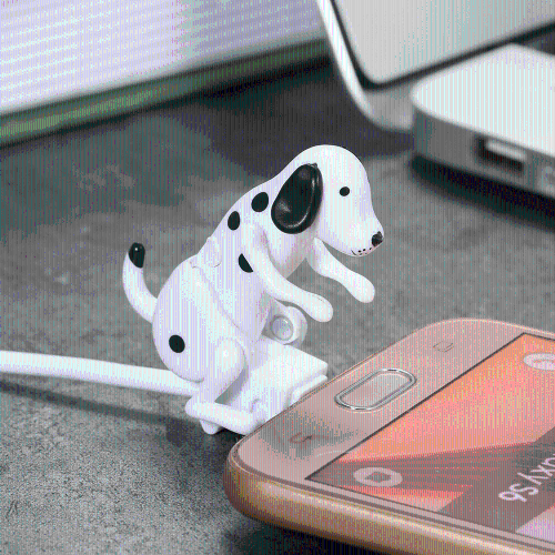 Portátil Divertido Lindo Mascota Cable USB Mini Humping Spot Dog Toy Gadget Cargador de Navidad para el Teléfono Micro-USB