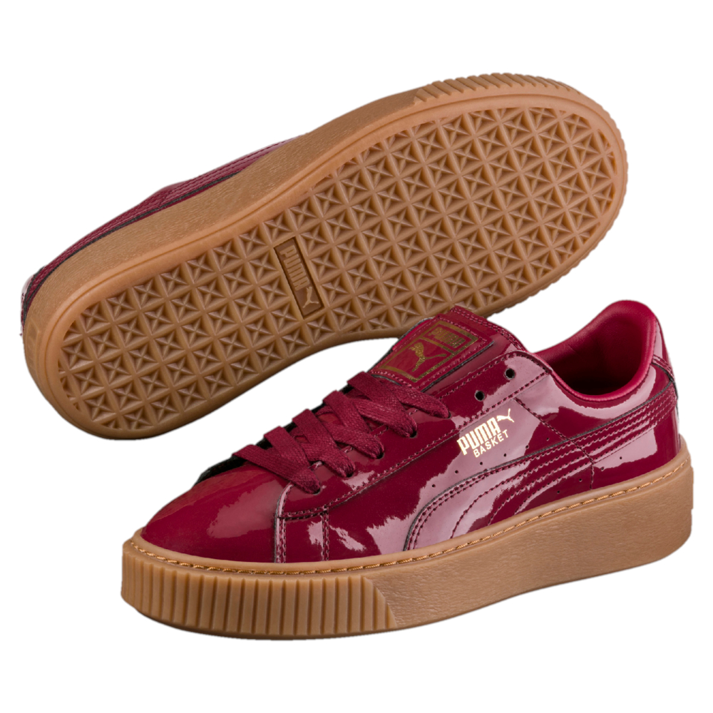 Puma Basket Platform Patent Sneaker Damen Schuhe rot