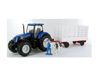 New Holland T7000 with Figures Plastic Model Tractor
