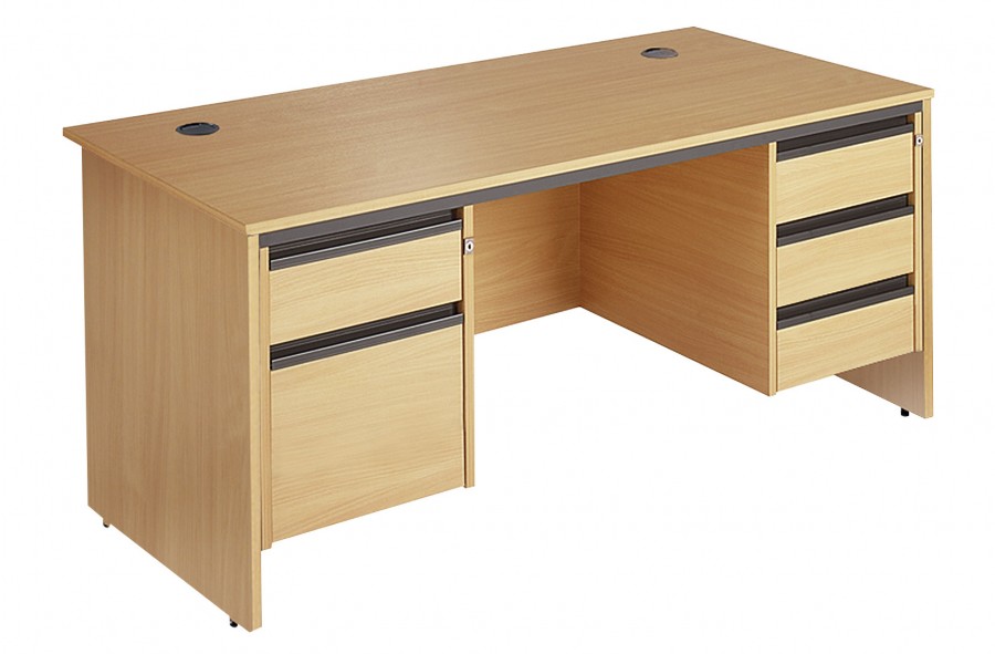 Maestro Beech Office Desk Double Pedestal with Panel End Legs 1532mm