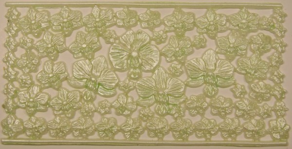 Wachsornament-Platte Orchideenblüten, 16 x 8 cm, pistazie