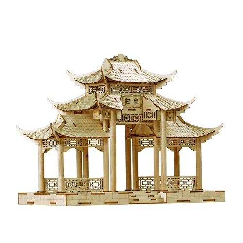 3D Wood Puzzle Model Wooden Great Chinese Architecture DIY Toys Art Craft Building Kit Best Educational Gift for Kids Parent-child Interactive Toy Style 1 Memorial Archway