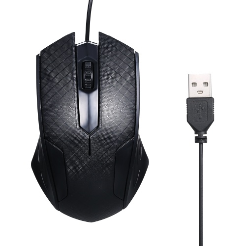 Ratón óptico USB con cable de 3 botones con cable de 1.1M Compatible con Windows 7/8/10 / XP MacOS