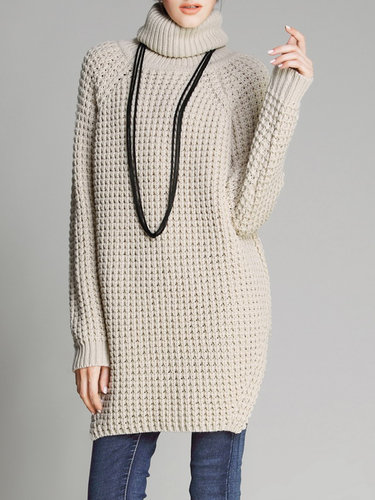 Simple Turtleneck Long Sleeve H-line Sweater