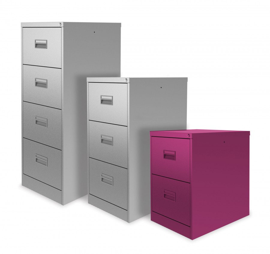 A4 Lockable Filing Cabinet- 2 Drawers- Traffic Purple