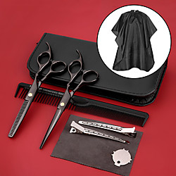 ciseaux de coiffure professionnels noirs ciseaux de coiffure ensemble ciseaux à dents frange coupe plate frange coupée d'artefact Lightinthebox