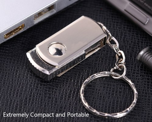Metal Rotatable USB Flash Drive Pen Drive USB2.0 32G/64G Memory Stick U Disk with Flash Card Keychain