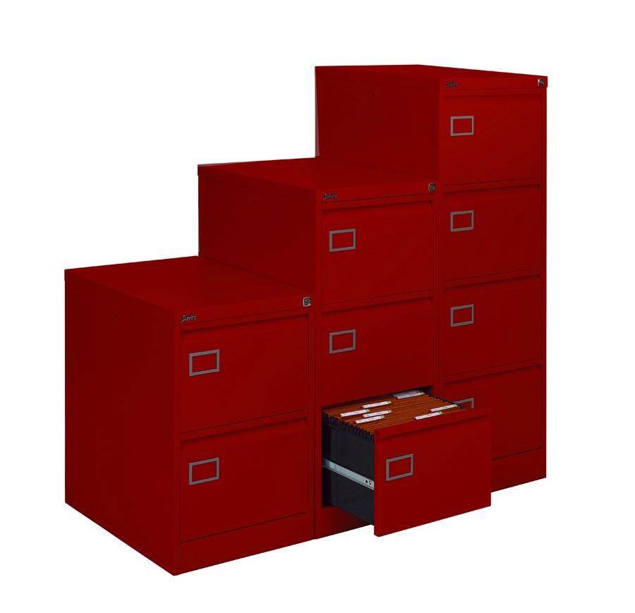 3 Drawer Red Executive Filing Cabinet