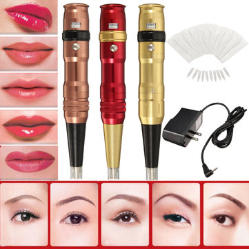 100-240V Makeup Eyebrow Lips Tattoo Power Machine Pen Supply Set 3 Colors