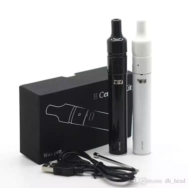 Full Ceramic Donut Wax Vaporizer Pen 2200mAH Black White Waxy Oil E-Cigarette Vape Mini eGo One Pure E Ceramic Kit