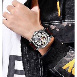 Men Mechanical Watch Waterproof Genuine Leather Watch Lightinthebox