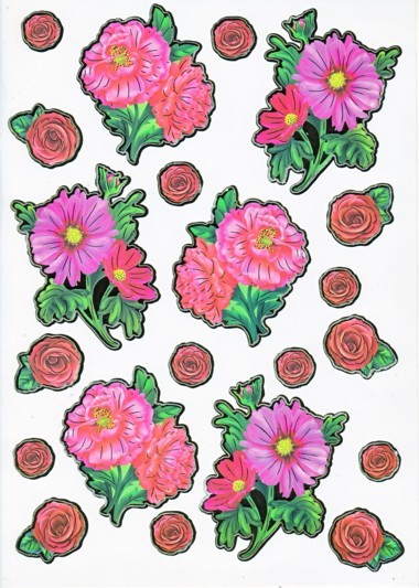 Ultra Gloss Sticker Bogen, Gerbera & Rose
