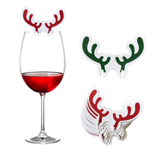 Christmas Wine-cup Card Antlers Snowman Hat Flag Festival Glass Cup Decoration New Year Cake Sign 10PCS