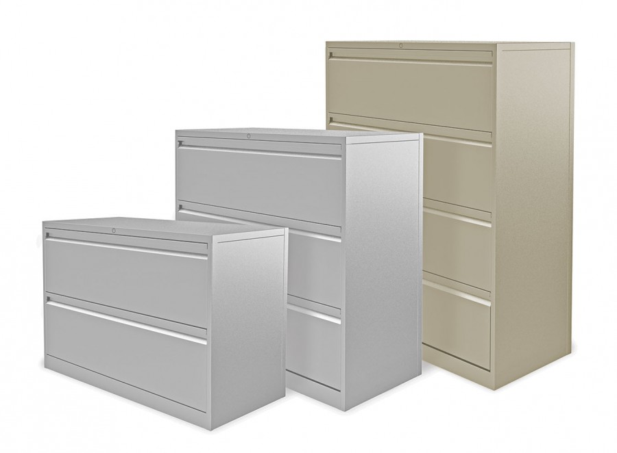 Executive Side Filing Cabinet- 4 Individual Locking Drawers- Cream