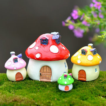 Miniature Fairy Garden Mushroom House Landscape Ornament Outdoor Decor Craft