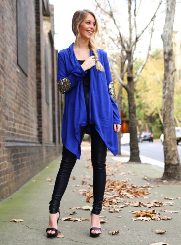 Fashion Casual Drape Sequined Patchwork Long Sleeve Cardigan for Women