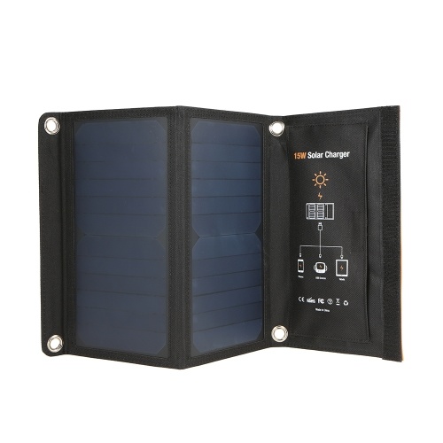 15W Portable Foldable Solar Panel Battery Charger Power Bank