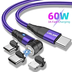 Multi Charging Cable 60W 3.3ft 6.6ft USB C to Lightning / micro / USB C 3 A Fast Charging Nylon Braided Durable Magnetic For Samsung Xiaomi Huawei Phone Accessory Lightinthebox