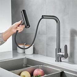Waterfall Kitchen Faucet, 2023 Latest Centerset Faucet for Kitchen Sink, 3 in 1 Multi-functional Single Handle One Hole Pull out Cylinder Spout Kitchen Taps, Ceramic Valve Insides Lightinthebox