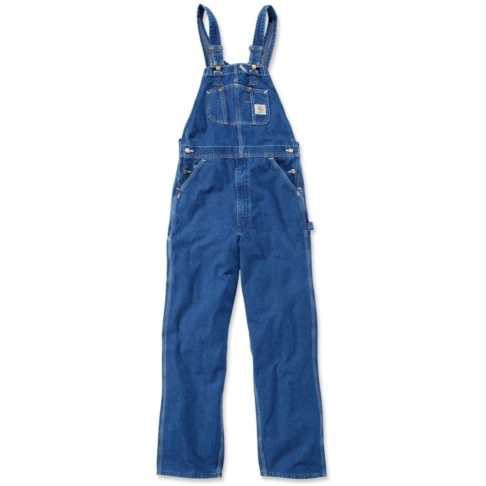 Carhartt Mens Denim Jeans Bib Overalls Suspender Pants Trousers Waist 42' (107cm)  Inside Leg 30' (76cm)
