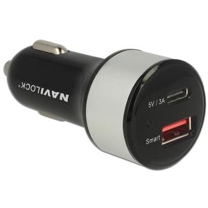 Navilock Kfz Ladeadapter 1 x USB Type-C + 1 x USB Typ-A (62782)