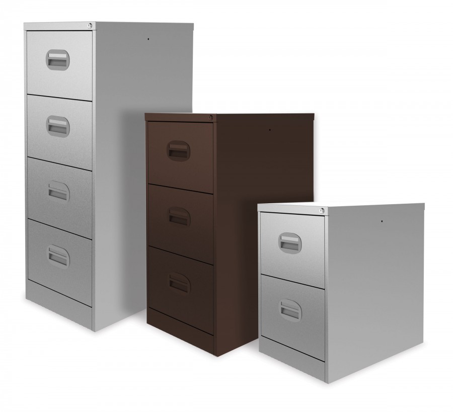 3 Drawer Lockable Filing Cabinet- Brown