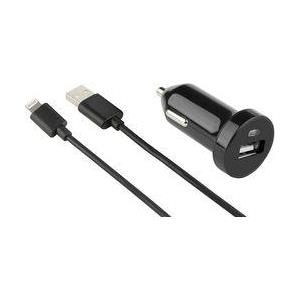 D-Parts Fontastic KFZ-Ladeset Adapter+ Kabel Lightning 2,4A 1m Schwarz (461088)