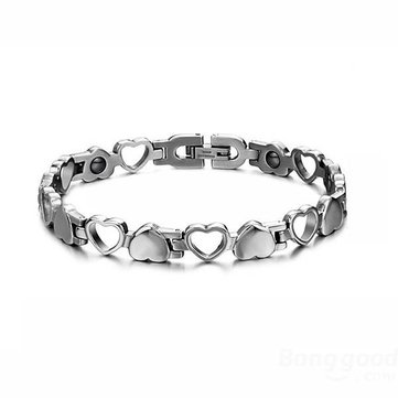 Hollow Hematite Magnetic Stone Titanium Steel Couple Bracelet