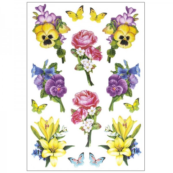 3-D Relief-Sticker, Blumensträußchen 1, verschiedene Größen, selbstklebend