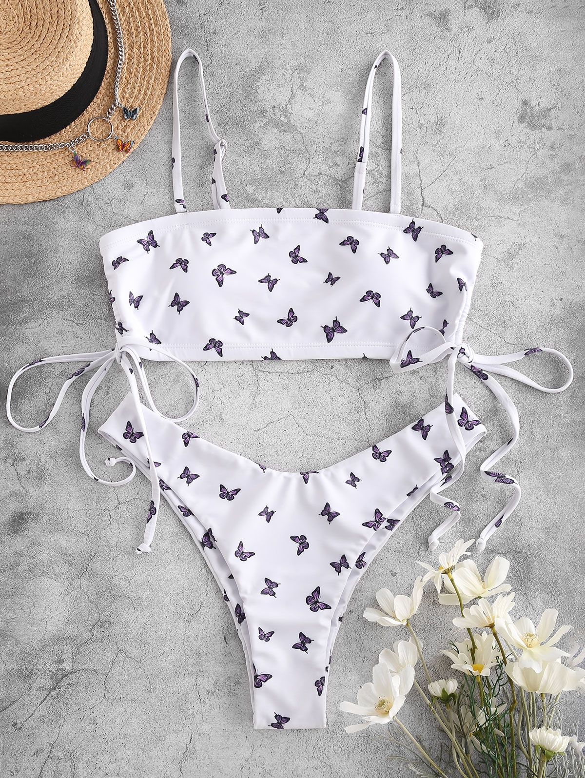 ZAFUL Bikinibadebekleidung mit Schmetterlingsmuster und Seitlichem Schnitt