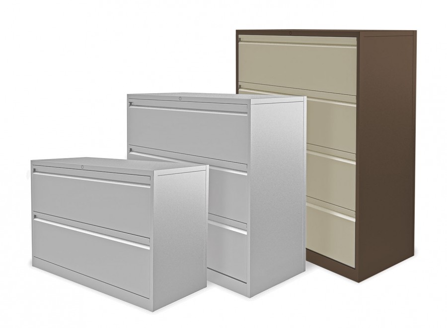 Executive Side Filing Cabinet- 4 Individual Locking Drawers- Coffee and Cream