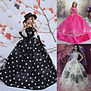 3 Pcs poupée Barbie robe de soirée banquet royal Soirée