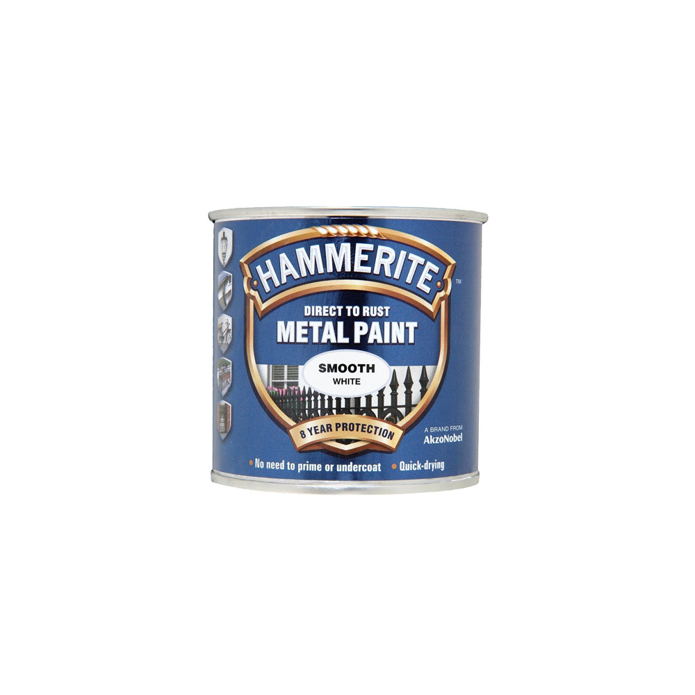 Hammerite 'Direct To Rust' Metal Paint - Smooth White 250ml