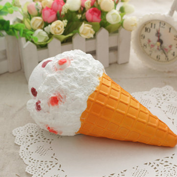 Squishy Jumbo Ice Cream Cone 19cm Slow Rising White Collection Gift Decor Toy
