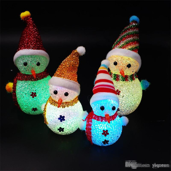 led luminous snowman multicolor cartoon christmas decoration mood lights night light christmas tree decorations 5 / package